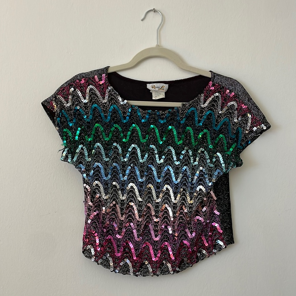 Vintage sequin crop tee by Rhoda Lee